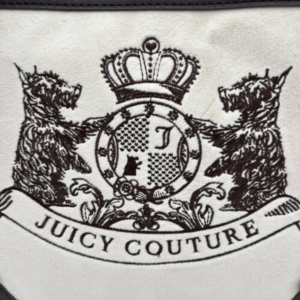 Juicy Couture Classic Scottie Dogs Tote Cream White & Chocolate Brown Bow NWT - Picture 3 of 6